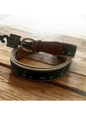 JOS A BANK Men's Golf Print Green Belt Size 44 NEW NWT